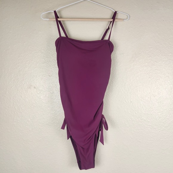 Athleta Other - Athleta Swimsuit Womens Small Plum One Piece Ruched Adjustable Straps Side Tie‎
